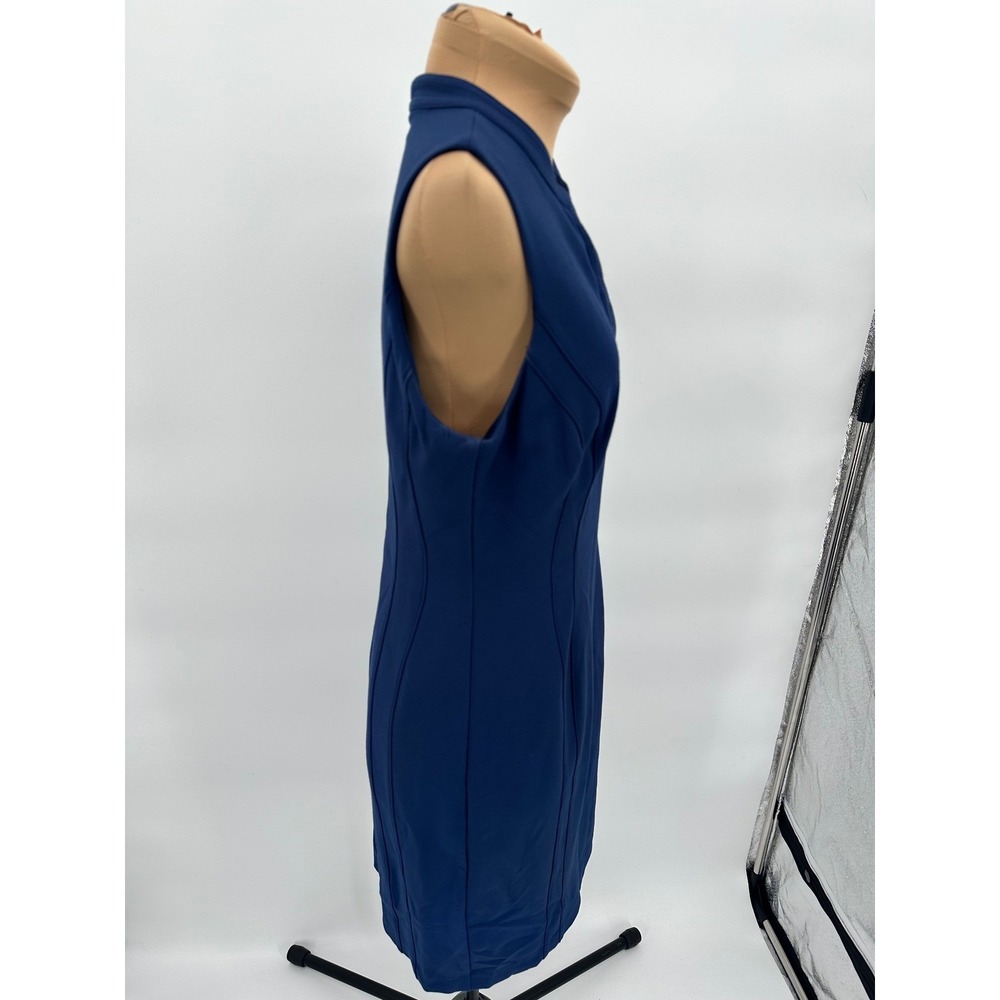 White House Black Market sleeveless Sheath Dress Professional Career Navy Blue‎ - Picture 5 of 8